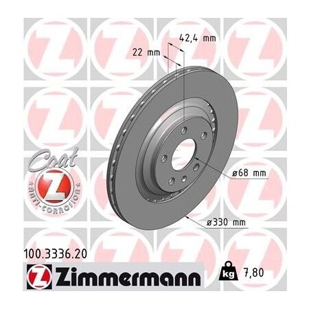 Zimmermann Rear Brake Rotor, 100333620 100333620